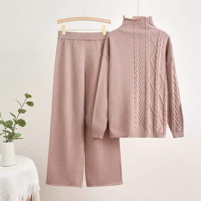 Parfait pour la mode | Ensemble pull à col roulé et pantalon chaud