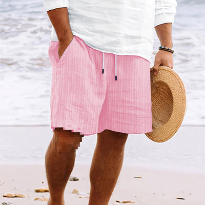 Bermuda homme en lin et coton avec poches à cordon d'été