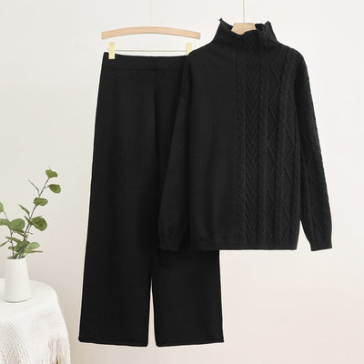 Parfait pour la mode | Ensemble pull à col roulé et pantalon chaud