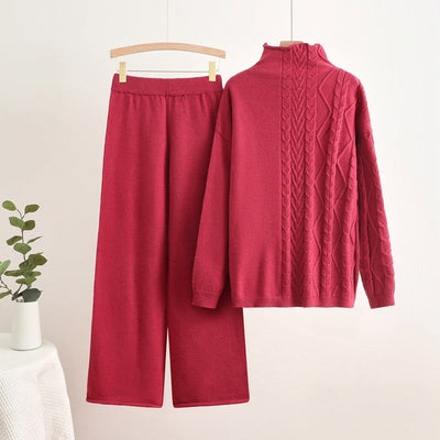 Parfait pour la mode | Ensemble pull à col roulé et pantalon chaud