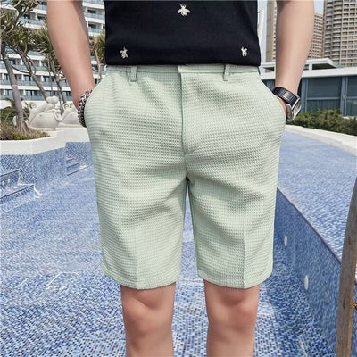 Short homme sur mesure - Coupe slim - Longueur genou - Patte de boutonnage - Passants de ceinture