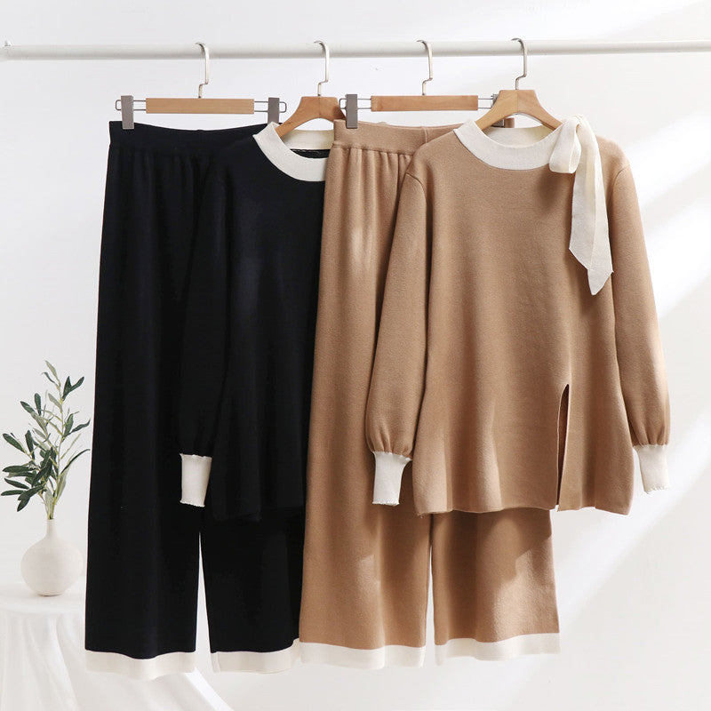 Isabelle-mode | Ensemble deux pièces en maille taille haute coupe slim