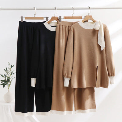 Isabelle-mode | Ensemble deux pièces en maille taille haute coupe slim