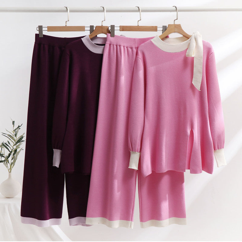 Isabelle-mode | Ensemble deux pièces en maille taille haute coupe slim