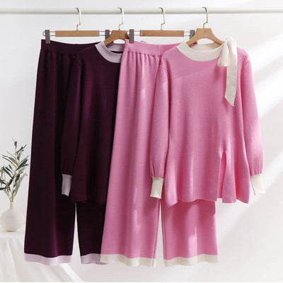 Isabelle-mode | Ensemble deux pièces en maille taille haute coupe slim
