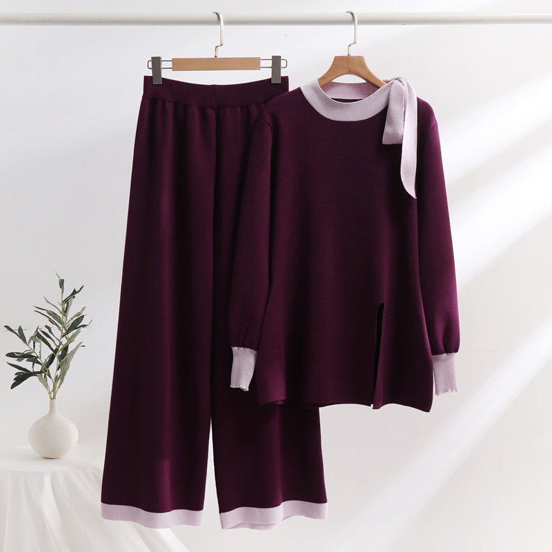 Isabelle-mode | Ensemble deux pièces en maille taille haute coupe slim