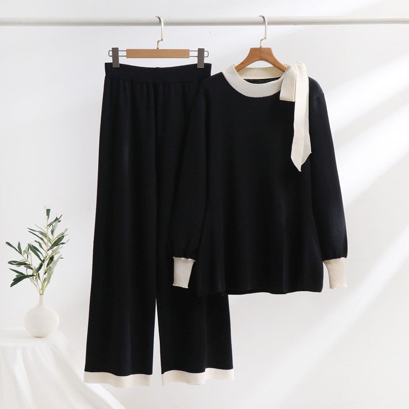 Isabelle-mode | Ensemble deux pièces en maille taille haute coupe slim