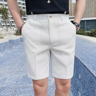 Short homme sur mesure - Coupe slim - Longueur genou - Patte de boutonnage - Passants de ceinture