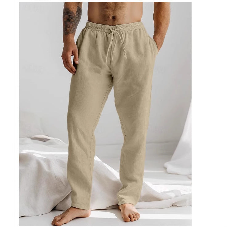 Pantalon en lin pour homme, coupe confortable, léger et respirant