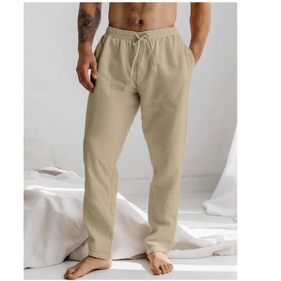 Pantalon en lin pour homme, coupe confortable, léger et respirant