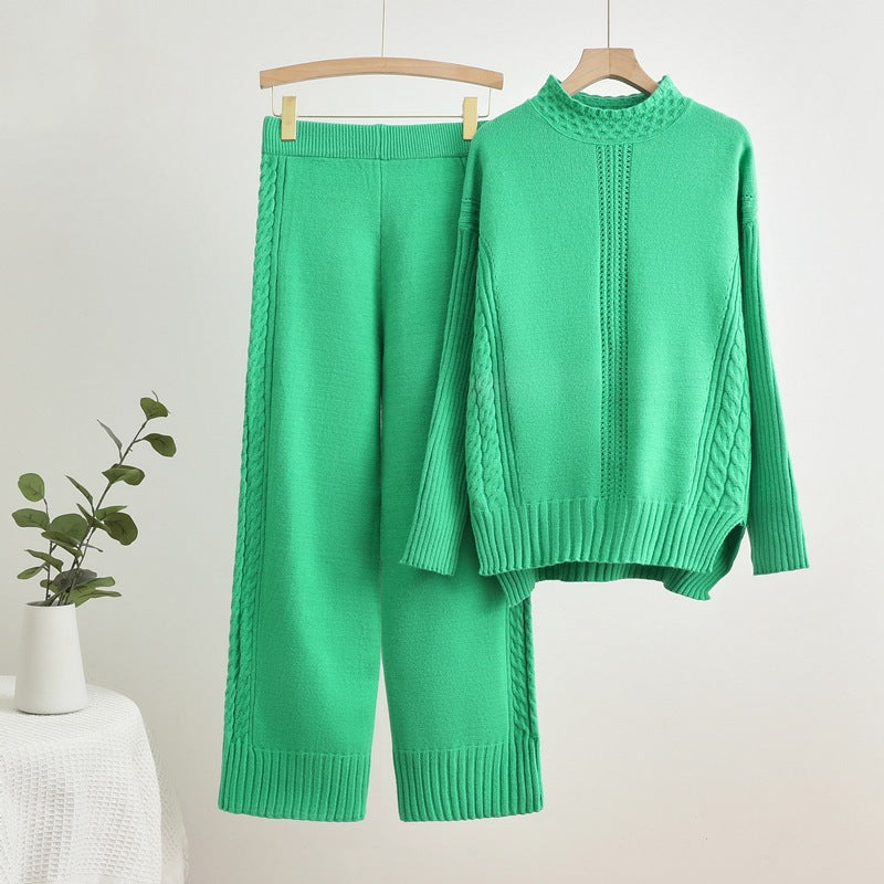 Isabelle-mode | Pantalon taille haute en maille à larges fentes
