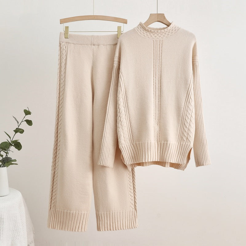 Isabelle-mode | Pantalon taille haute en maille à larges fentes
