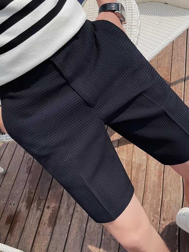 Short homme sur mesure - Coupe slim - Longueur genou - Patte de boutonnage - Passants de ceinture