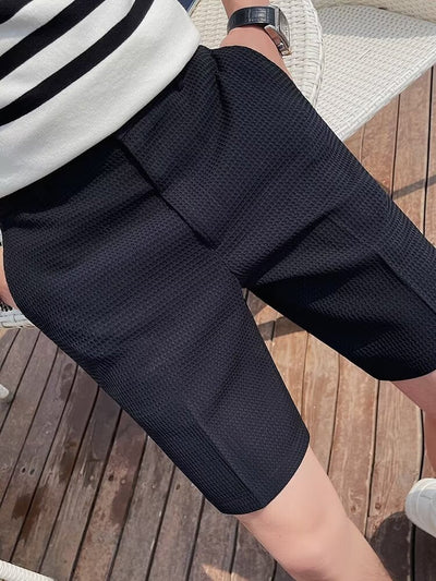 Short homme sur mesure - Coupe slim - Longueur genou - Patte de boutonnage - Passants de ceinture