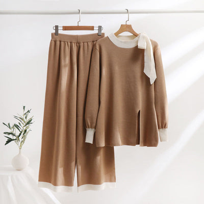 Isabelle-mode | Ensemble deux pièces en maille taille haute coupe slim
