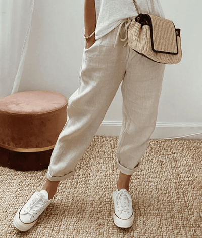 RIVE - Pantalones elegantes de algodón y lino
