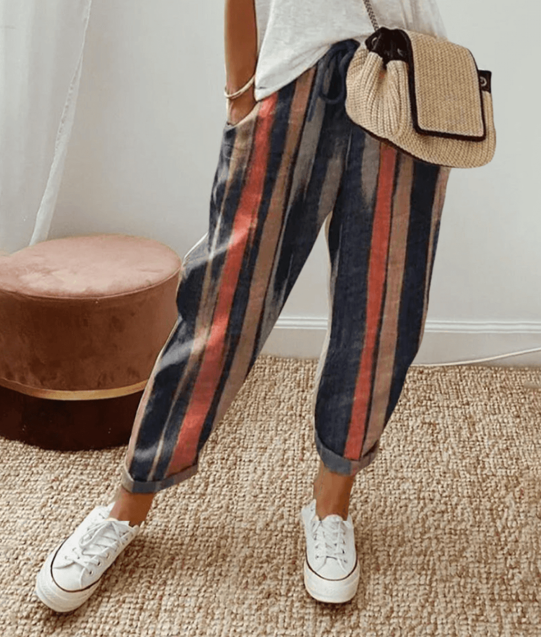 RIVE - Pantalones elegantes de algodón y lino