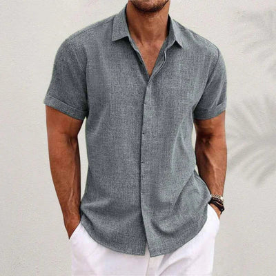 Camisa de manga corta de algodón y lino para hombre - Lunari