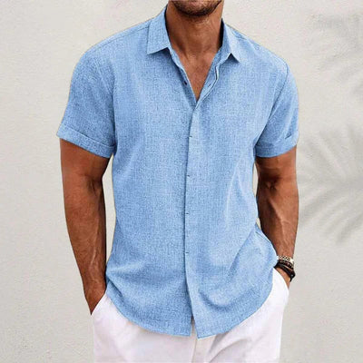 Camisa de manga corta de algodón y lino para hombre - Lunari
