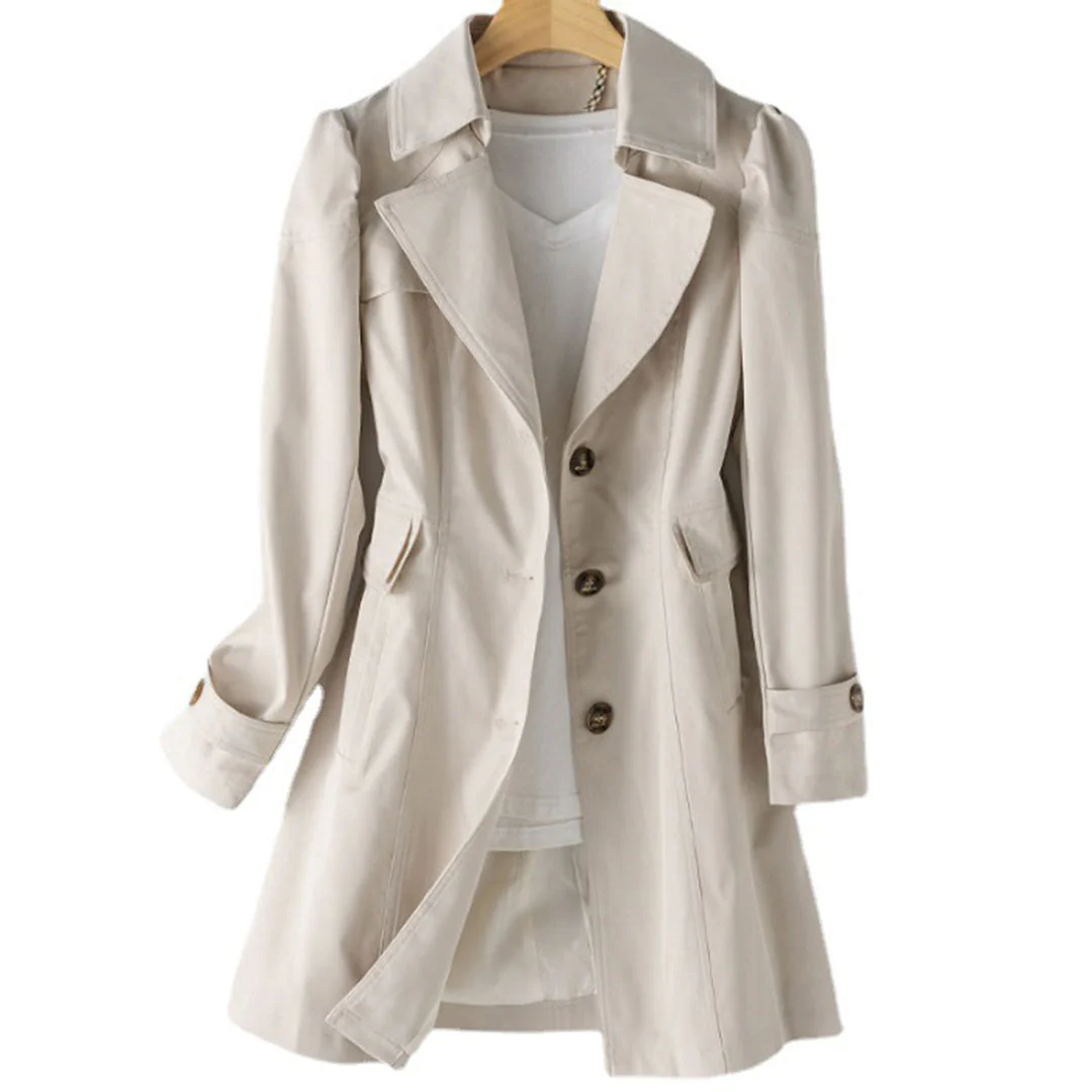 Trench da donna con bottoni - Giacca da stagione intermedia con colletto