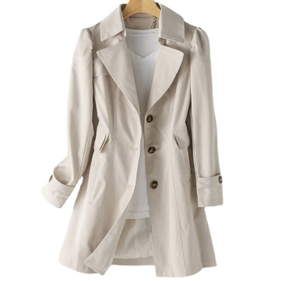 Trench da donna con bottoni - Giacca da stagione intermedia con colletto