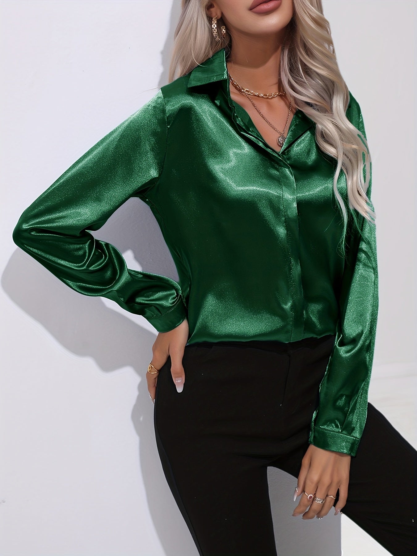 Odalinde - Chemisier élégant en satin pour femme