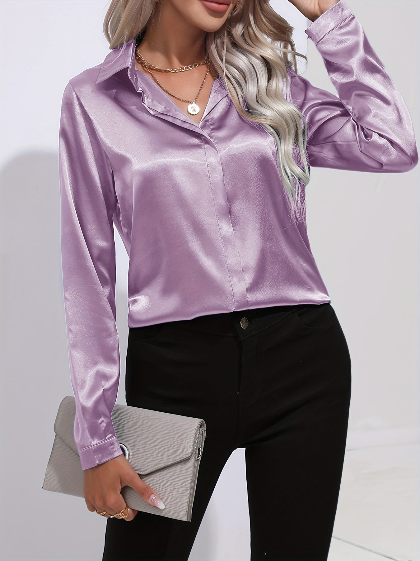 Odalinde - Chemisier élégant en satin pour femme