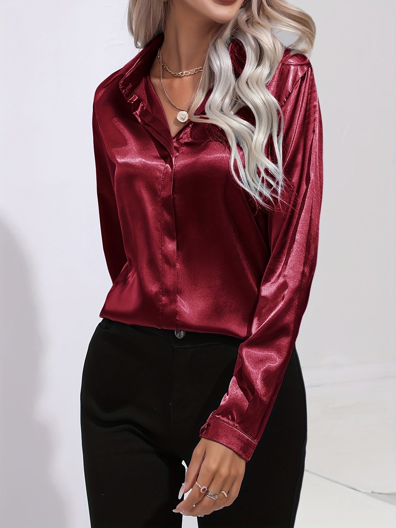 Odalinde - Chemisier élégant en satin pour femme