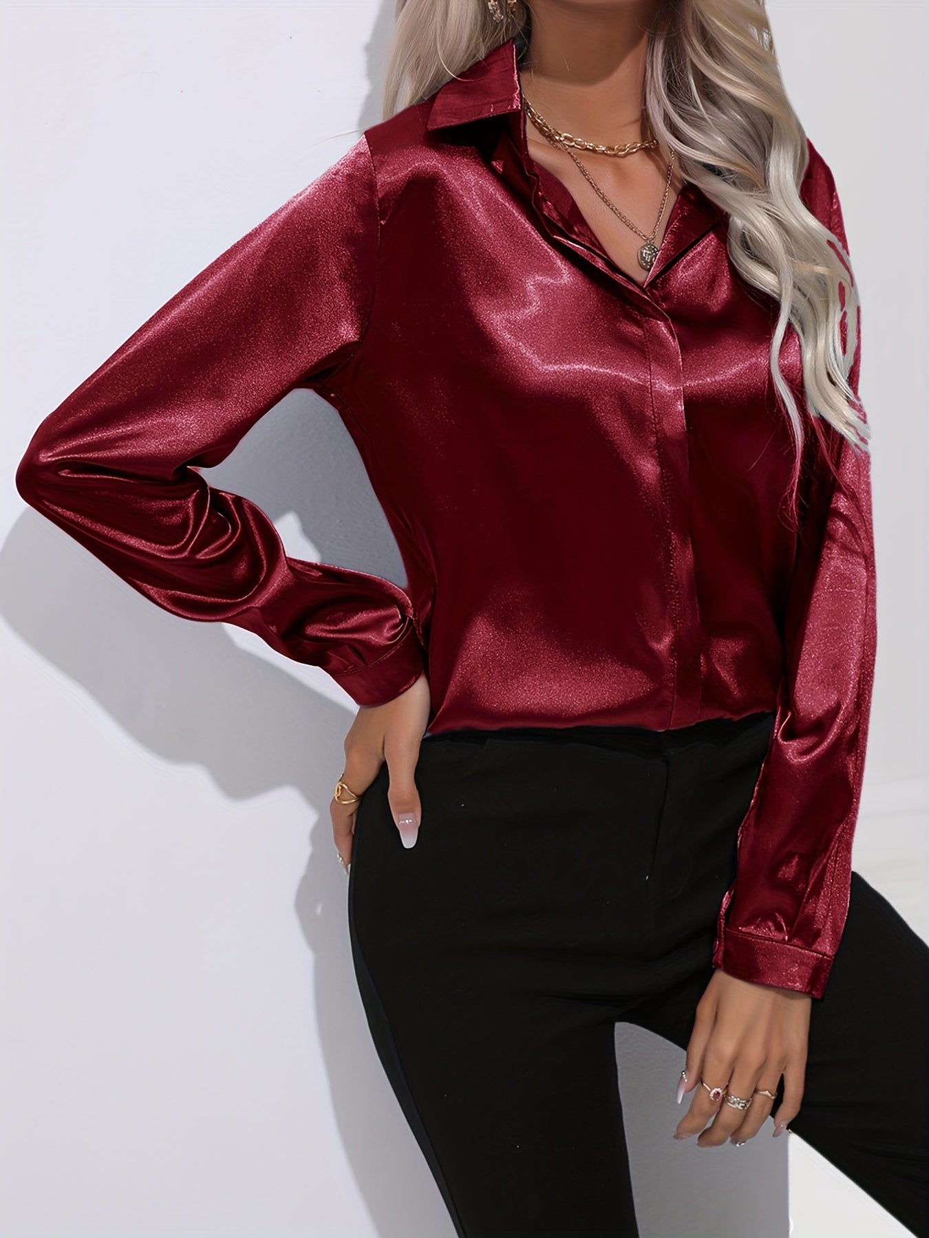 Odalinde - Chemisier élégant en satin pour femme
