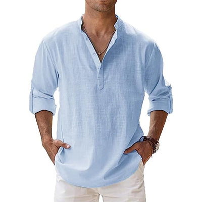 Lunari - Chemise homme en lin à col Henley