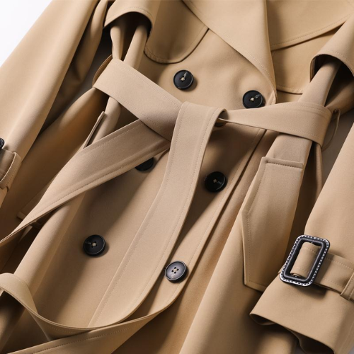 Elegant Long Trench avec ceinture - incontournable pour l'automne et le printemps