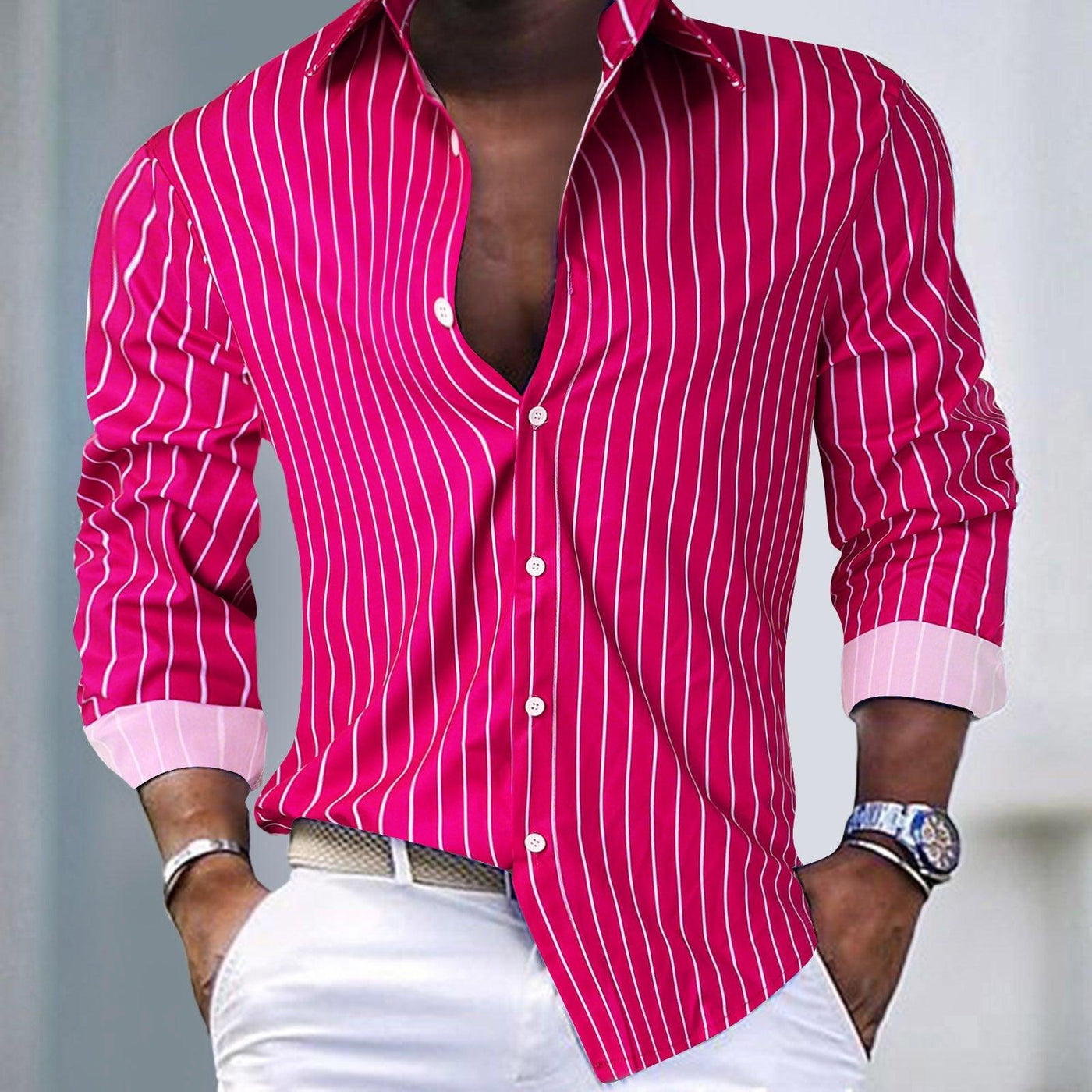 Chemise à manches longues pour homme - Chemise décontractée en coton pour tous les jours
