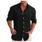 Camisa de lino de hombre con cuello vuelto