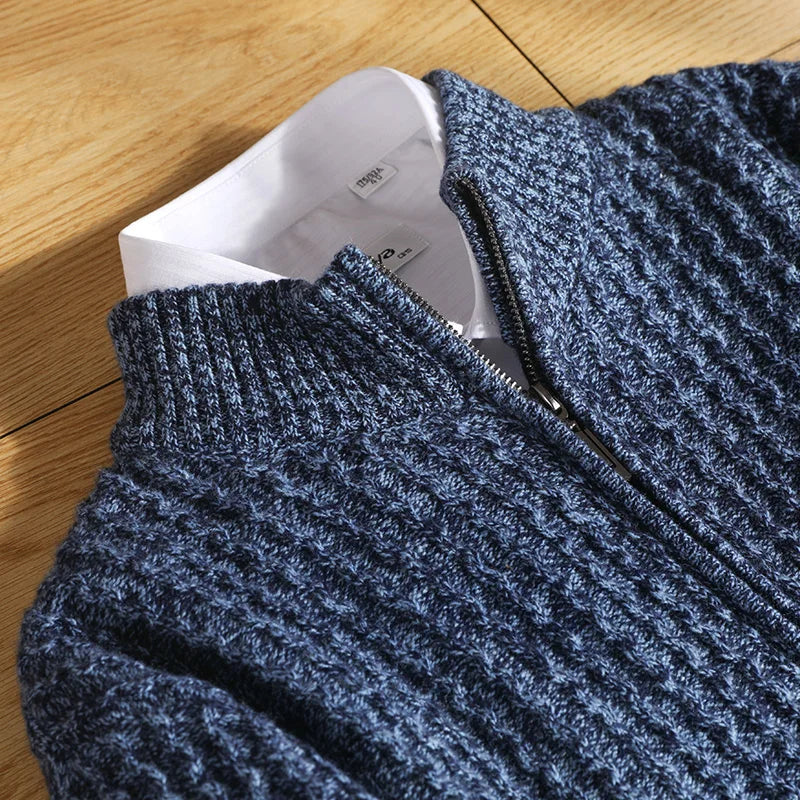 Cardigan da uomo Merino con zip strutturata
