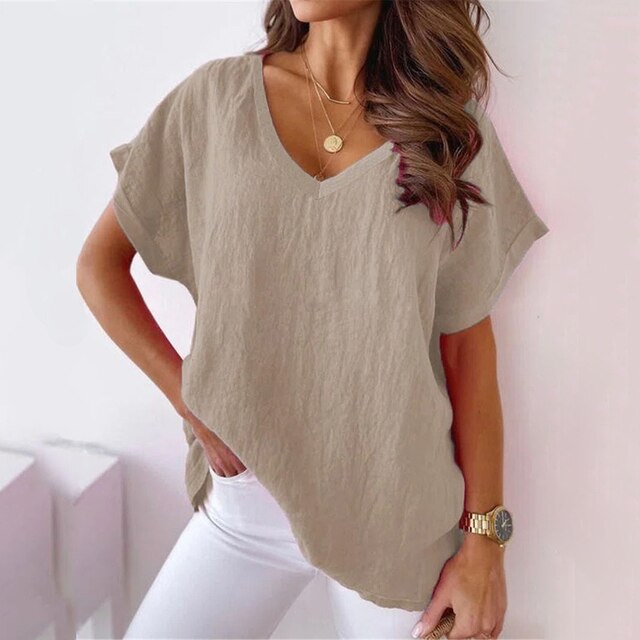Zalana Top con scollo a V | Camicia casual da donna con scollo a V