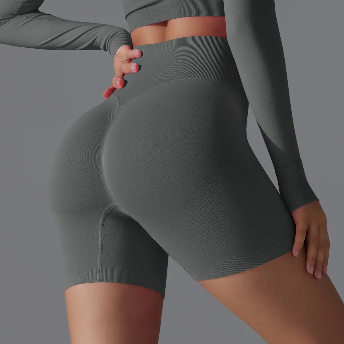 Leonida - Pantaloncini da allenamento senza cuciture con vita alta per donna