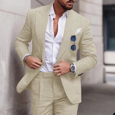Abito da sposa 2 pezzi da uomo in lino - monopetto