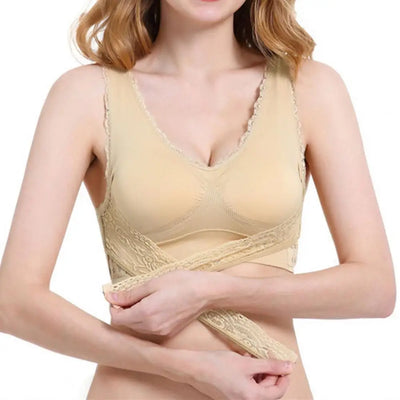 Gillian - Reggiseno senza fili da donna con fibbia frontale incrociata