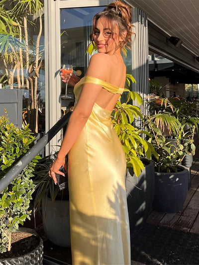 Vestido de noche asimétrico para mujer - Entallado - Largo hasta el suelo - Elegante vestido de noche
