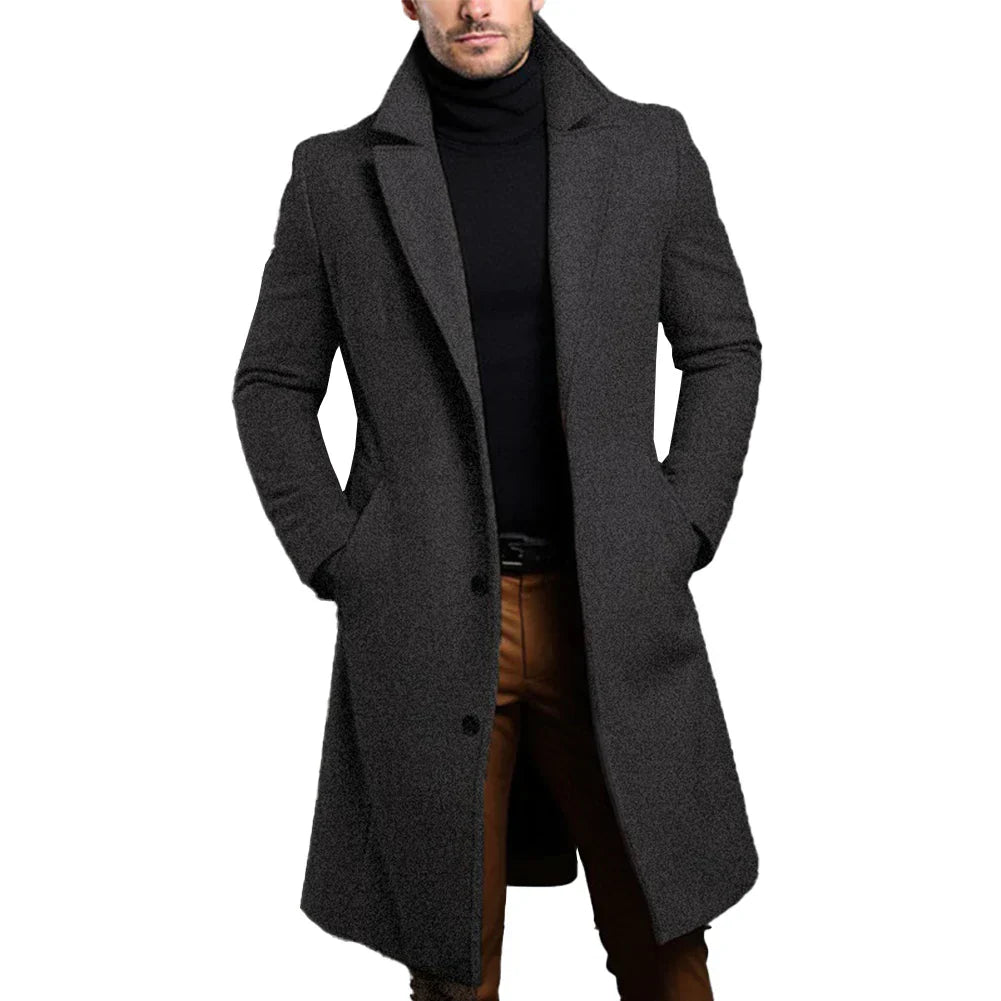 Abrigo de invierno elegante de mezcla de lana premium para hombre