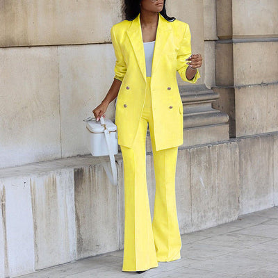 Ensemble blazer deux pièces élégant avec boutons et poches pour femme | Idéal en toutes saisons