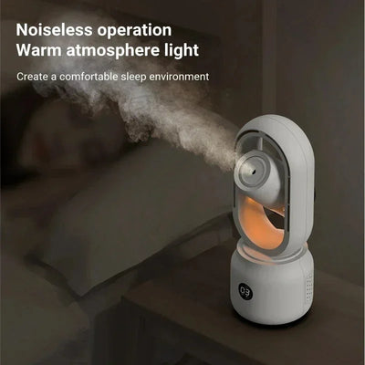 Ventilateur sans pales avec veilleuse et fonction pulvérisation - Silencieux et portable pour chambre et bureau