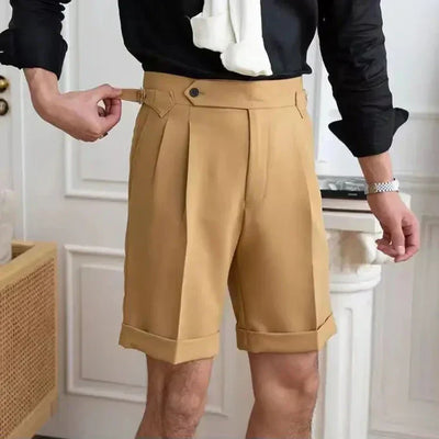 Short tailleur homme - 100% coton - devant plissé - ourlet à revers - longueur genou