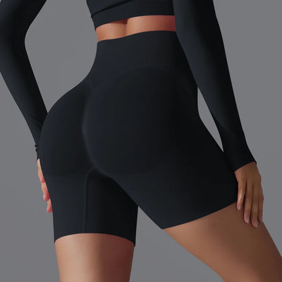 Leonida - Pantaloncini da allenamento senza cuciture con vita alta per donna