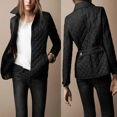 Elegante giacca a quadri da donna con collo a revers