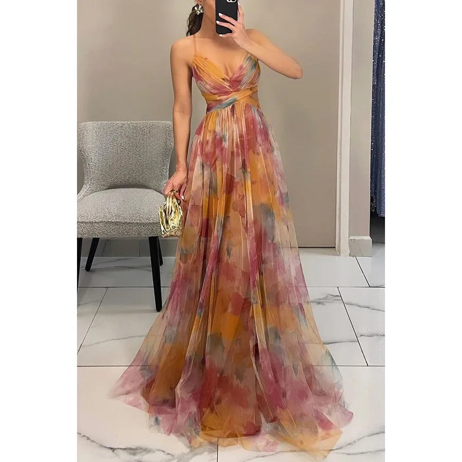 Vestido largo con delicado tul | Elegancia y ligereza | Corte fluido