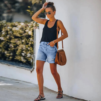 Mila - Pantaloncini di jeans a vita alta