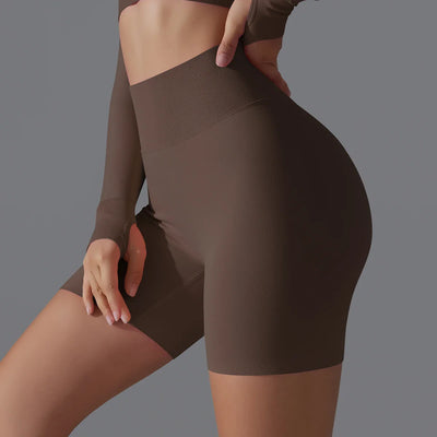 Leonida - Pantaloncini da allenamento senza cuciture con vita alta per donna