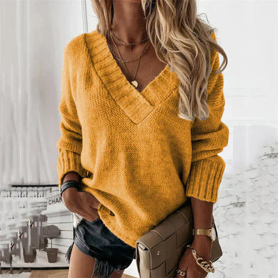 Maglione elegante con scollo a V per le donne