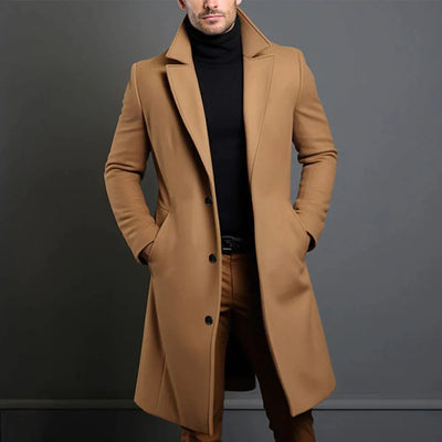 Abrigo de invierno elegante de mezcla de lana premium para hombre